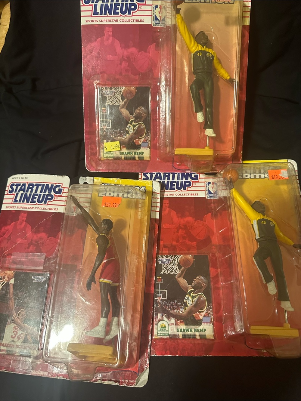 Shawn Kemp Hakeem Olajuwon Basketball Figures lot of 3 starting lineup